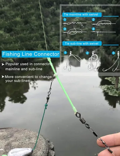 Miniatura 5 de Juego de giros de barril de pesca, 210 unids rodamiento de cojinete a presión conector para agua salada pesca de agua dulce