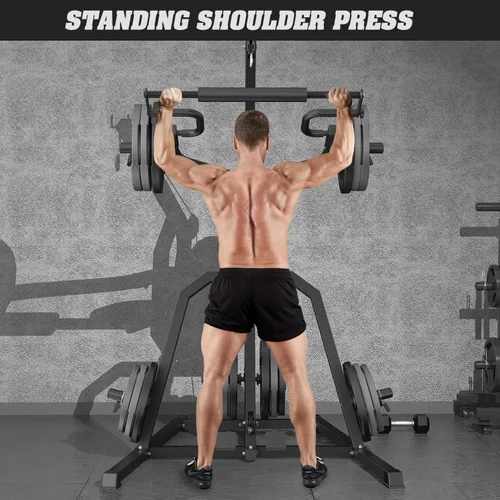 Miniatura 5 de DONOW Rack de Potencia con Palanca para Gimnasio, Rack para Sentadillas, Gimnasio con Palanca con Sistema LAT de Remo Bajo, Sistema de Gimnasio Negro