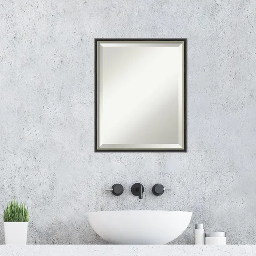 Miniatura 6 de Amanti Art Theo - Espejo de pared negro de 21 x 17 pulgadas, espejo rectangular estrecho de baño para decoración de pared de sala de estar, marco