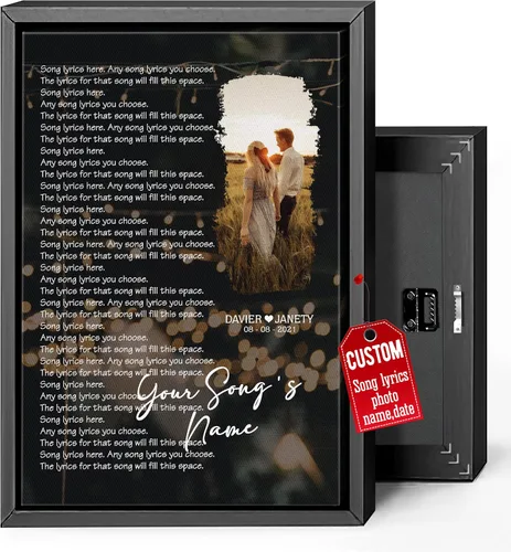 Miniatura 25 de H-DEWALL Lienzo personalizado con letras de canciones enmarcado, regalos para ella, obra de arte para el dormitorio, lienzo musical personalizado
