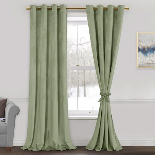 Miniatura 138 de JIUZHEN - Cortinas de terciopelo gris de 63 pulgadas opacas para sala de estar - Cortinas gruesas de terciopelo con ojales para ventana