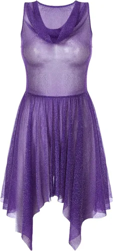 Miniatura 3 de TiaoBug Vestido de baile lírico con superposición litúrgica transparente y brillante para mujer