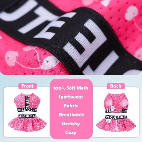 Miniatura 4 de CuteBone Vestido deportivo para perros de dos piezas, falda ligera para cachorros, ropa para gatos pequeños, ropa para gatos SPS12XS