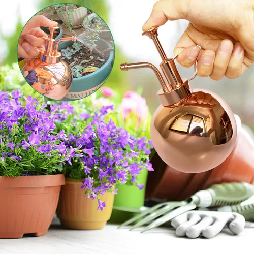 Miniatura 5 de Pulverizador de plantas de acero inoxidable, botella de nebulización de plantas, herramientas modernas de jardinería para plantas en macetas de Oro