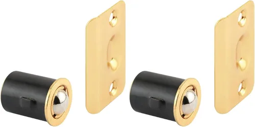 Prime-Line N 7331 - Pestillo de bola de entrada con golpeo, 3/4 x 1-3/16 pulgadas, fundida a presión, chapado en latón, ajustable (paquete
