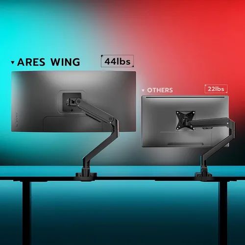 Miniatura 2 de ARES WING Brazo de monitor ultraancho para pantalla curvada de servicio pesado de 17 a 49 pulgadas, soporta 44 libras, brazo de monitor ajustable