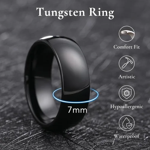 Miniatura 82 de King Will Alianza de boda de carburo de tungsteno para hombres y mujeres, anillos de promesa para parejas abovedados de alto pulido