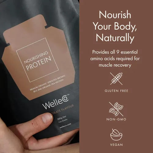 Miniatura 4 de WelleCo Proteína de chocolate en polvo a base de plantas, mezcla de arroz integral orgánico y guisantes, 0.56 oz de proteína por porción, suplemento