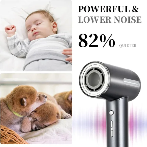 Miniatura 3 de Secador de pelo, secador iónico de alta velocidad de 1600 W con difusor, secador de pelo de plasma con modo facial (blanco)