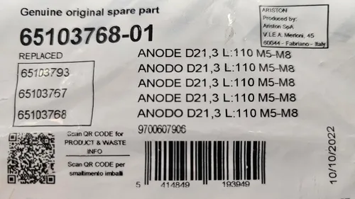 Miniatura 2 de Ariston Andris RS Varilla de ánodo (2,5, 4 y 8 galones) - Pieza de repuesto #65103768-01