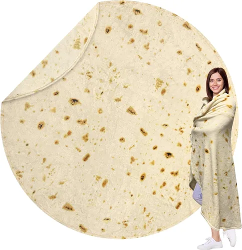 HDFK Manta de Tortilla Tamaño Adulto Beige Amarillo de Doble Cara Throw Taco Mantas de Comida Realista Ligeras de Franela de Forro Polar Elefante