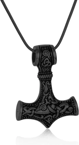 Miniatura 7 de Collar de urna de talismán de martillo de Thor vikingo nórdico para cenizas, acero inoxidable para hombre, joyería de cremación vintage, amuleto