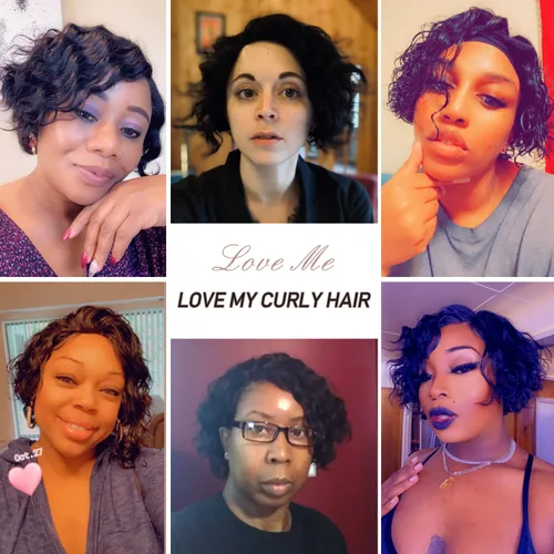 Miniatura 6 de WIGER Pelucas cortas con encaje frontal de cabello humano para mujeres, peluca corta rizada estilo Bob, peluca Pixie de encaje frontal negra, peluca