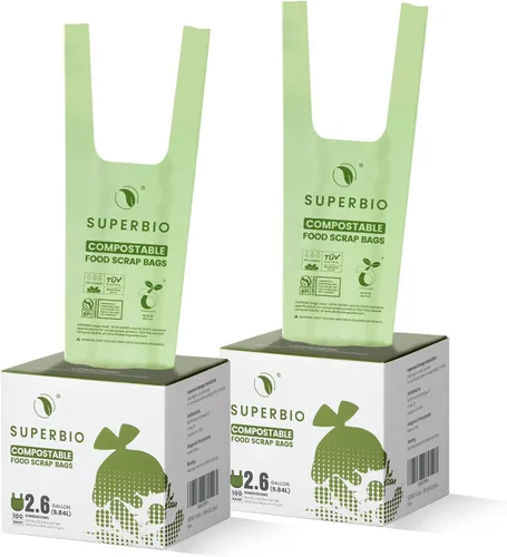 Miniatura 13 de SUPERBIO Bolsas Compostables para Restos de Comida con Asa de Corbata de 1.6 Galones Para Contenedor de Compost de Encimera, Bolsas Pequeñas de 50