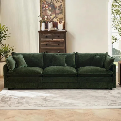 Miniatura 85 de Sofá seccional modular convertible de 76.7", sofás de dos plazas de chenilla con asiento profundo y cojines tipo loveseat para sala de estar, Beige