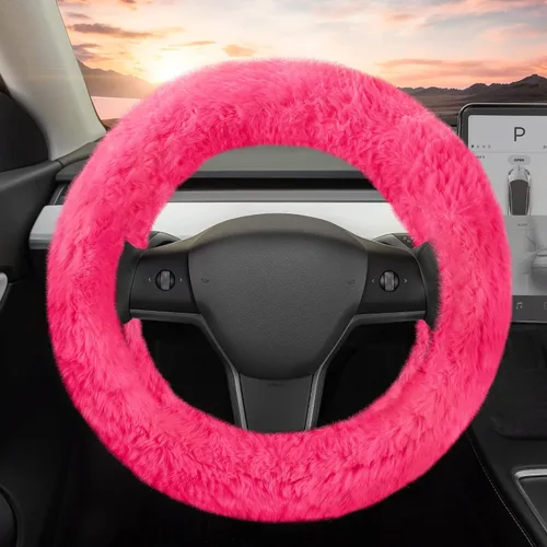 Miniatura 28 de Carbella Funda de volante suave de piel sintética trenzada negra, tamaño estándar de 15 pulgadas, se adapta a la mayoría de vehículos, funda mullida