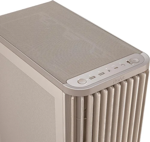 Miniatura 15 de ASUS ProArt PA401 Wood Edition - Carcasa ATX con panel de malla beige, soporte de GPU de hasta 12.402 in, soporte de radiador de 9.449 in