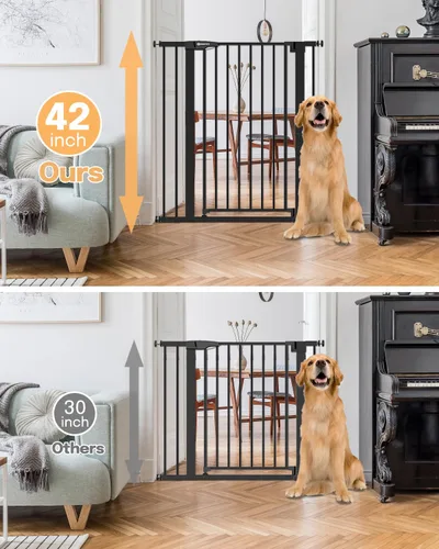 Miniatura 2 de Puerta de bebé extra alta de 42 pulgadas para escaleras y puertas, puerta de mascotas montada a presión de cierre automático, se adapta a aberturas