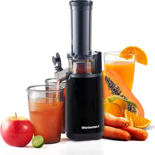 Miniatura 2 de Elite Gourmet Exprimidor lento compacto de masticación, extractor de jugo de prensa en frío, sin BPA, con exprimidor eléctrico de cítricos, control