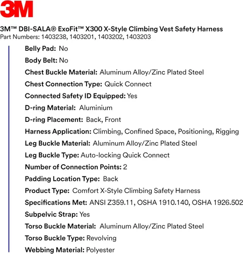 Miniatura 7 de 3M Unisex X300 X-style Climbing Vest Safety Harness