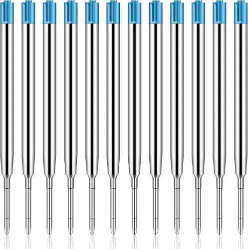 Miniatura 8 de 12 piezas de recambios para bolígrafo de 1,0 mm de punta media, tinta negra, recambios de bolígrafo de bola de metal, recambios de escritura suave