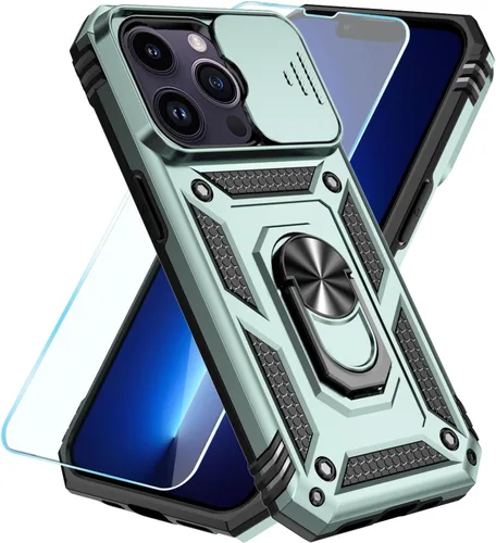 Miniatura 14 de SunStory Funda compatible con iPhone 12 Pro Max con protector de pantalla HD, cubierta de cámara deslizante y soporte de anillo giratorio