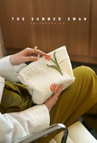 Miniatura 3 de The Summer Swan Kit de higiene de cuidado de la piel lindo estuche de maquillaje de gran tamaño con flores para el período de la tarde, Tulipan