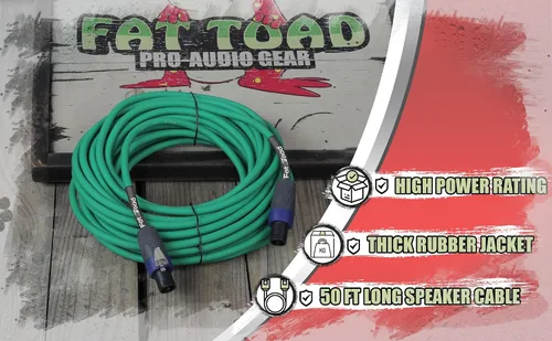 Miniatura 8 de Fat Toad Cable Speakon a Speakon de 50 pies (Serie Twist-LockPRO) – Cable verde de 12 AWG con conector para equipo de estudio, DJ y escenario