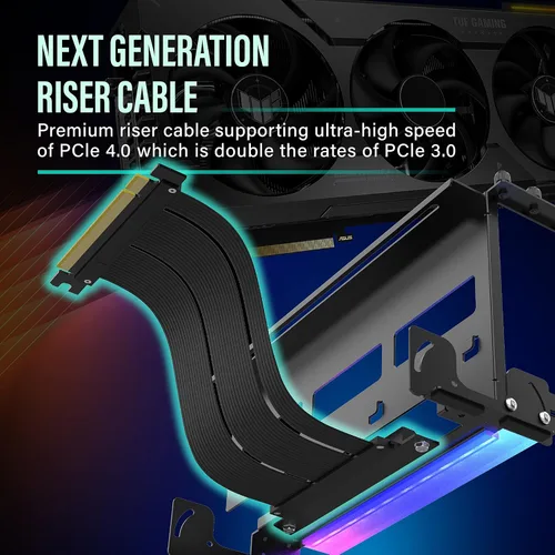 Miniatura 2 de EZDIY-FAB Soporte de montaje de GPU PCIe 4.0 con módulo LED ARGB, ajuste multiángulo con cable elevador, compatible con RTX4090, 4080, 4070ti