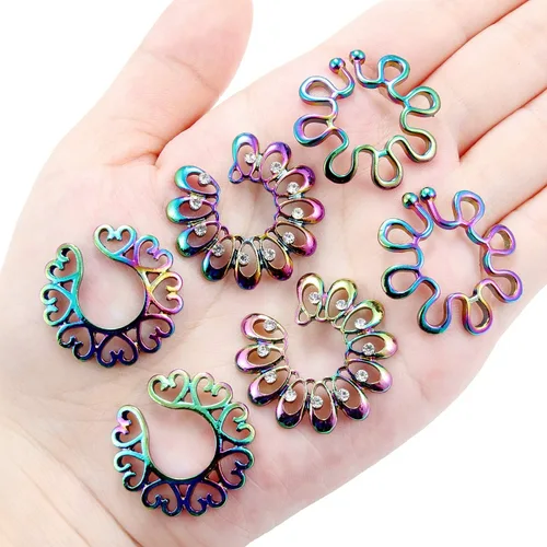 Miniatura 3 de Ftovosyo Piercing para pezones falsos de acero inoxidable con clip para mujer, joyería de perforación