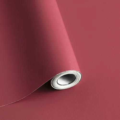 Safiyya - Rollo de papel tapiz autoadhesivo, de vinilo, unicolor, removible, impermeable, para decorar paredes, de 393 x 17.7 pulgadas, color rojo