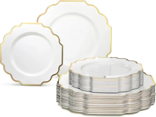 Miniatura 25 de OCCASIONS juego para 25 comensales (200 piezas), 80 comensales (640 piezas), 120 comensales (960 piezas), blanco imperial, 10.5 pulgadas, 7.5 A.