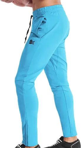 Miniatura 3 de Brokig - Pantalones deportivos con cremallera para hombre, pantalones casuales para entrenamiento y gimnasia, cómodos pantalones de chándal