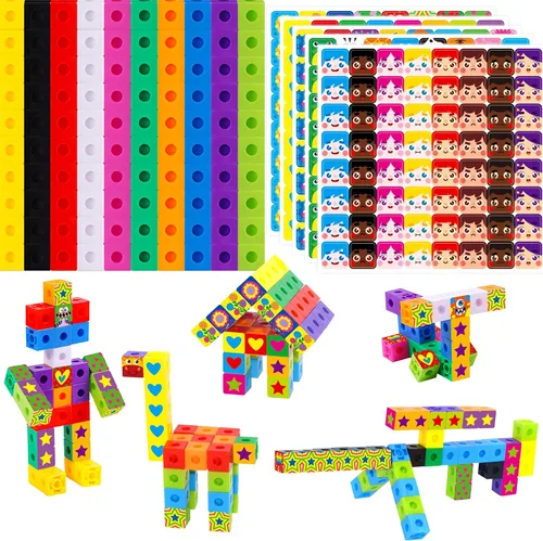 Miniatura 12 de SpriteGru - Juego de 100 cubos de enlace matemático, cubos matemáticos manipulativos que se conectan y cuentan, bloques de construcción