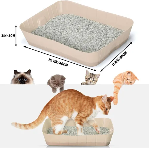 Miniatura 3 de Bokon Caja de arena desechable de 25 unidades para gatos, bandeja de arena desechable grande para viajes al hogar, cajas de arena de plástico
