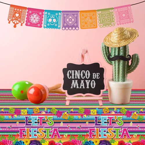 Miniatura 6 de Moukeren Paquete de 3 manteles de fiesta temática, 54 x 108 pulgadas, multicolor, plástico, rectangulares, impermeables, sólidos, no tóxicos, fiesta