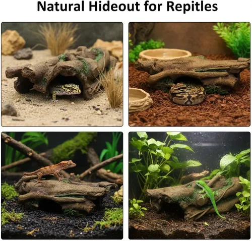 Miniatura 8 de JIHAQUA Decoración de Terrario de Corteza de Resina para Acuario, Escondite para Lagarto, Serpiente o Reptil, Cueva de Escondite para Lagarto, Araña