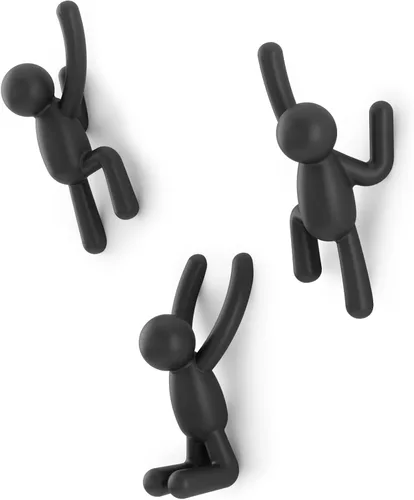 Umbra Buddy Ganchos de pared decorativos montados en la pared para colgar abrigos, bufandas, bolsos, carteras, mochilas, toallas y más, juego de 3,
