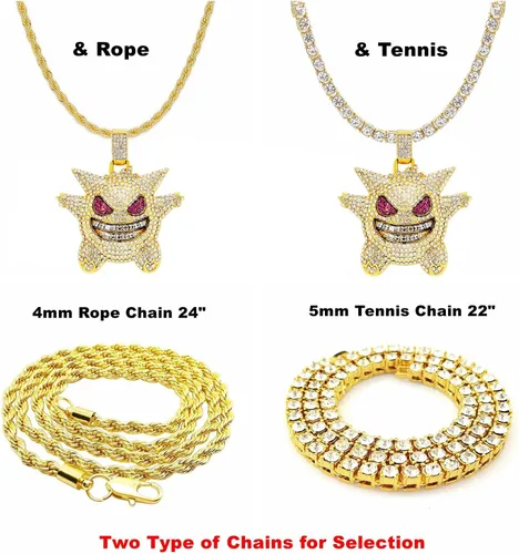 Miniatura 2 de HH Bling Empire Iced Out Bling Cz Corona Rey Diamante Plata Oro Collares de cadena colgante de hip hop para hombre.