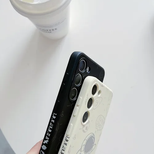 Miniatura 94 de Yonds Queen para Samsung Galaxy S21 Funda Linda, Diseño de Astronauta de Dibujos Animados, Espacio, Luna, Cohete, Elegante Cubierta Amortiguadora