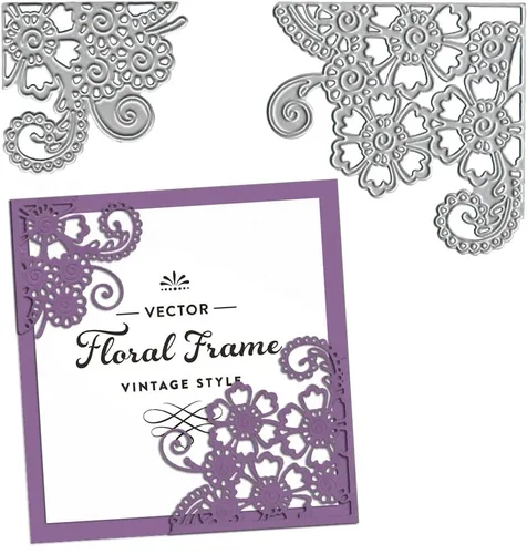 Troqueles de flores de encaje de esquina para hacer tarjetas, decoración de fondo de flores, troqueles de corte para álbumes de recortes en papel de