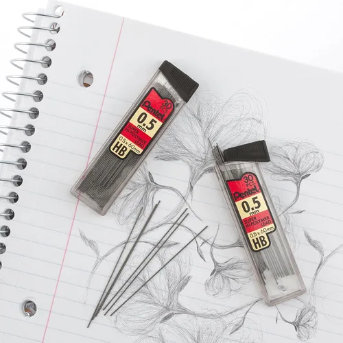 Miniatura 4 de Pentel Super Hi-Polymer - Recambios de 0.020 in de grosor, HB, 180 piezas de plomo (C25BPHB6), (paquete de 2)