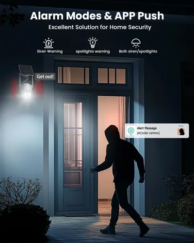 Miniatura 7 de VIZIUUY Cámara de seguridad solar de 5 MP para exteriores, cámara de seguridad inalámbrica alimentada por batería con vista de 360°, panorámica e