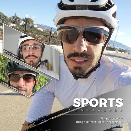 Miniatura 2 de SCVCN Gafas de sol deportivas fotocromáticas para ciclismo, gafas transparentes para hombres y mujeres, protección UV400, MTB BMX, pesca, correr, S86