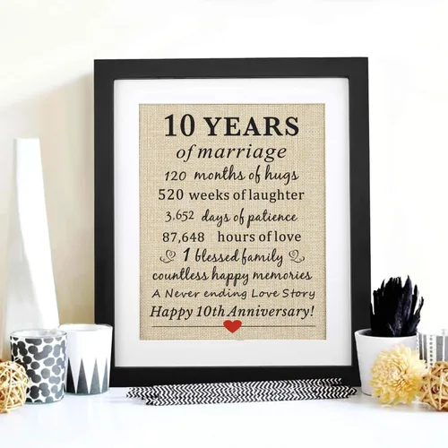 Miniatura 2 de Corfara Marco de 10º aniversario de 11 pulgadas de ancho x 13 pulgadas de alto, regalo de matrimonio para parejas, regalo de 10º aniversario
