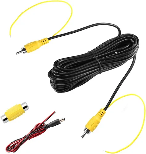 GreenYi Cable de video RCA de doble blindaje para monitor de vehículo y conexión de cámara de visión trasera de respaldo inverso, cable de extensión