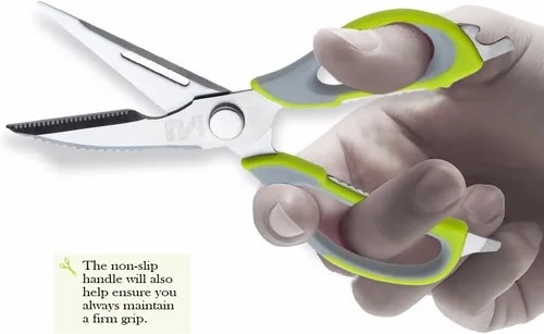 Miniatura 5 de Tijeras de cocina, tijeras profesionales resistentes de acero inoxidable multiusos con tapa, tijeras de cocina afiladas resistentes para verduras