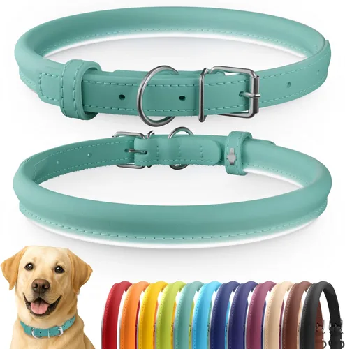Miniatura 80 de CollarDirect Collar de perro con tachuelas, collares de cuero para mascotas para perros pequeños, medianos y grandes, acolchado suave, marrón, negro