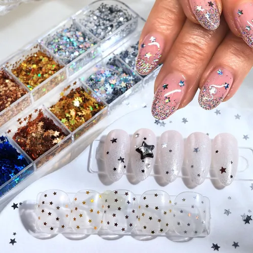 Miniatura 19 de Lentejuelas de uñas con purpurina de otoño, hojas de arce, copos de purpurina holográfica, hojas de arce holográficas, purpurina para uñas, diseño