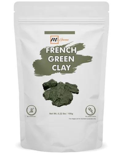 Arcilla verde francesa en polvo 0.22 libras / 100 GMS | Illite arcilla de montmorillonita para máscaras faciales, cremas, exfoliantes suaves y